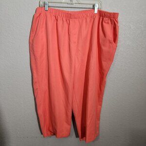 Elastic Waist Coral Capri Pants Womens Large lightweight Casual
